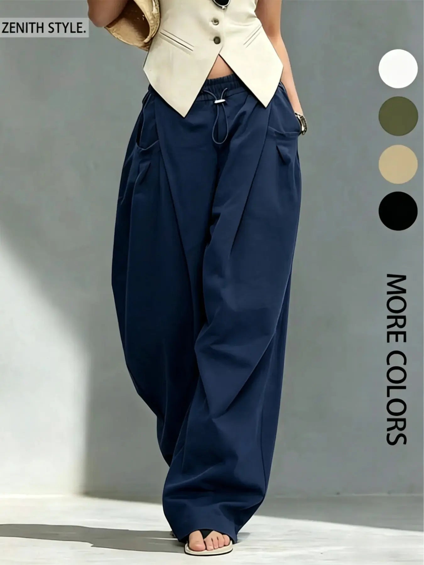 Hip-Hop Inspired Pleated Cuffed Lantern Pants for Women - Loose Fit Drape Trousers for Casual Spring & Fall Fashion