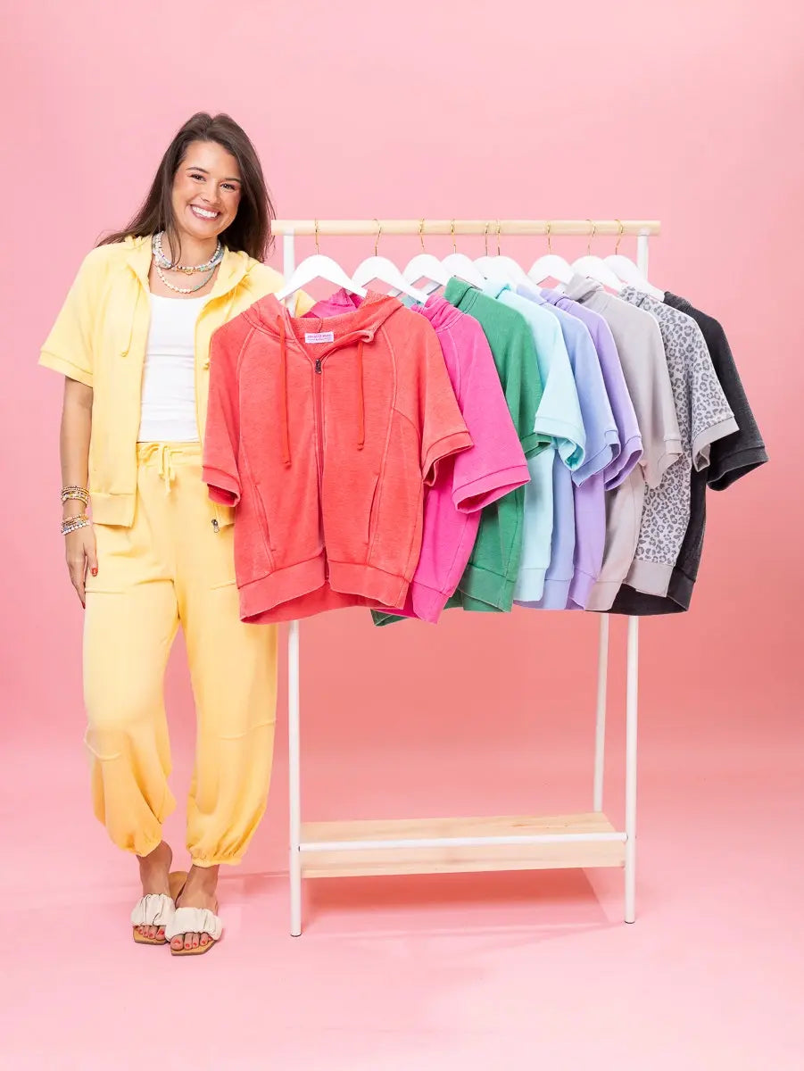 Everyday Vintage Soft Terry Short Sleeve Zip up Jacket by DD Design | S-3XL