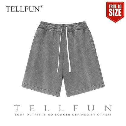 Men's Vintage Acid Washed Cotton Athletic Sweat Shorts - Buy 2, Get 1 Free - Elastic Waist, Drawstring, Pockets, Baggy Fit, Ideal for Gym and Streetwear