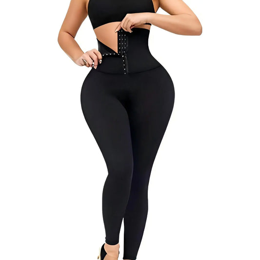 Women'S High-Waisted Shaping Leggings - Corset Design, Buttoned Stomach Flattening, Peach Hip Lift, Women'S Clothes for Yoga, All Seasons Sports Bottoms