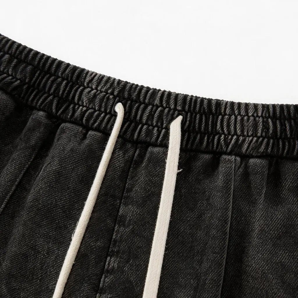 Men's Vintage Acid Washed Cotton Athletic Sweat Shorts - Buy 2, Get 1 Free - Elastic Waist, Drawstring, Pockets, Baggy Fit, Ideal for Gym and Streetwear