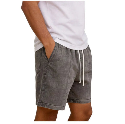 Men's Vintage Acid Washed Cotton Athletic Sweat Shorts - Buy 2, Get 1 Free - Elastic Waist, Drawstring, Pockets, Baggy Fit, Ideal for Gym and Streetwear