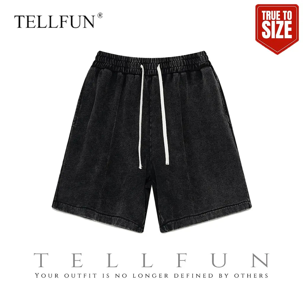 Men's Vintage Acid Washed Cotton Athletic Sweat Shorts - Buy 2, Get 1 Free - Elastic Waist, Drawstring, Pockets, Baggy Fit, Ideal for Gym and Streetwear
