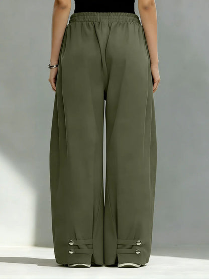 Hip-Hop Inspired Pleated Cuffed Lantern Pants for Women - Loose Fit Drape Trousers for Casual Spring & Fall Fashion