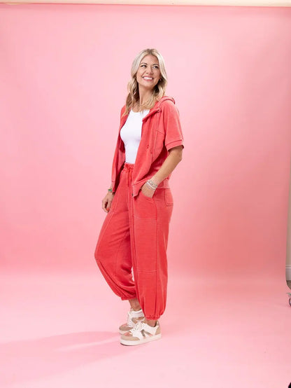 Everyday Vintage Soft Terry Short Sleeve Zip up Jacket by DD Design | S-3XL
