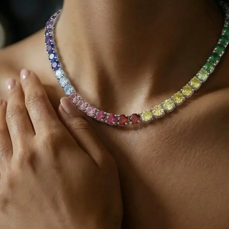 Aura Necklace - Multicolored Gemstone Beaded Chain for Women's Fashion Jewelry