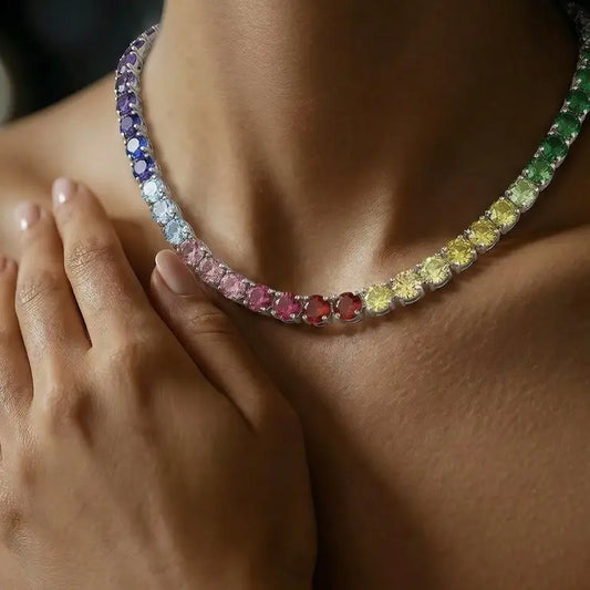 Aura Necklace - Multicolored Gemstone Beaded Chain for Women's Fashion Jewelry